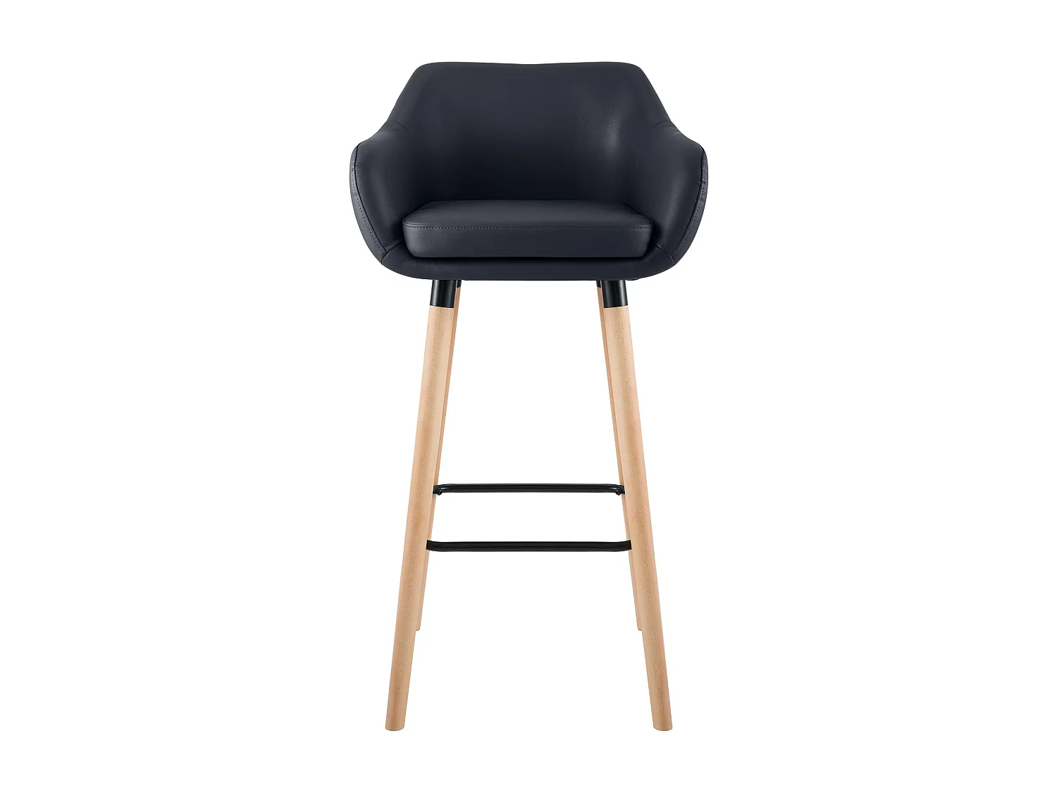 Lot de 2  Tabouret de bar - Similicuir & Noir - Noir - Grant