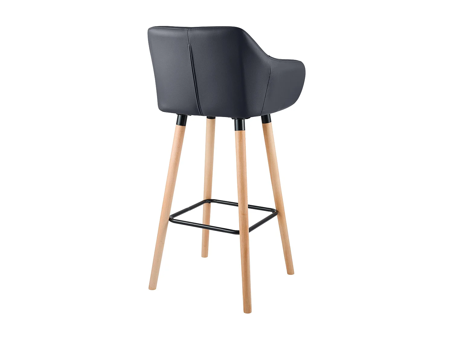 Lot de 2  Tabouret de bar - Similicuir & Noir - Noir - Grant