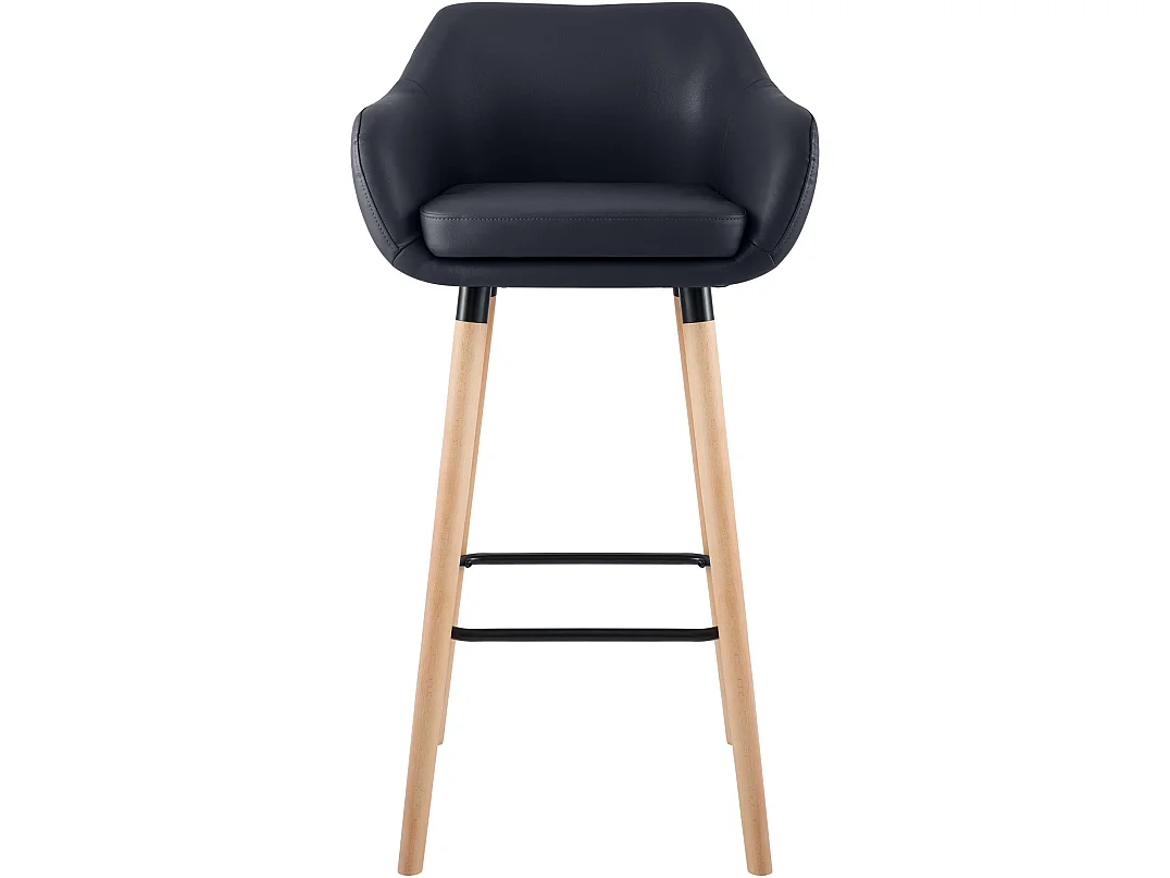 Lot de 2  Tabouret de bar - Similicuir & Antique clair - Noir - Grant
