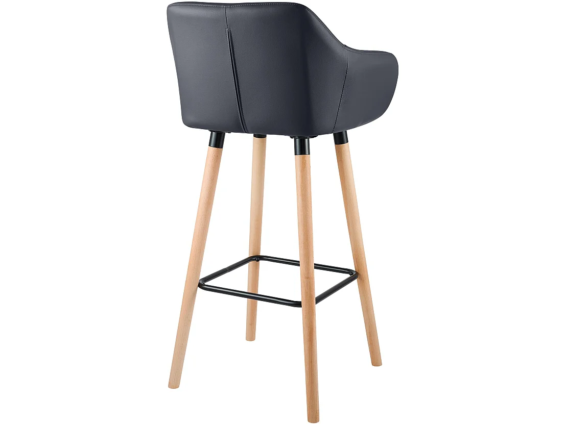 Lot de 2  Tabouret de bar - Similicuir & Antique clair - Noir - Grant