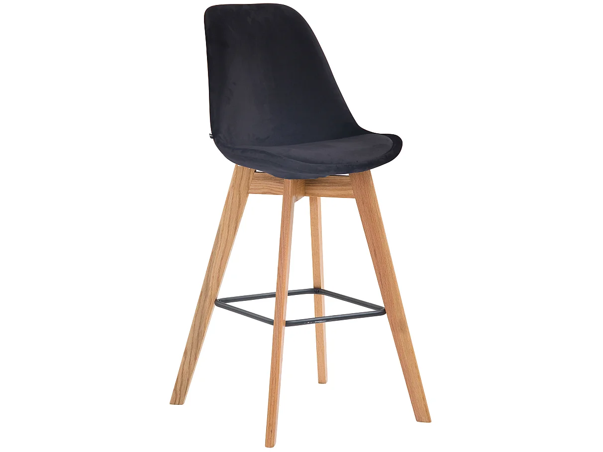 Tabouret de bar - Velours & Bois - Noir - Metz
