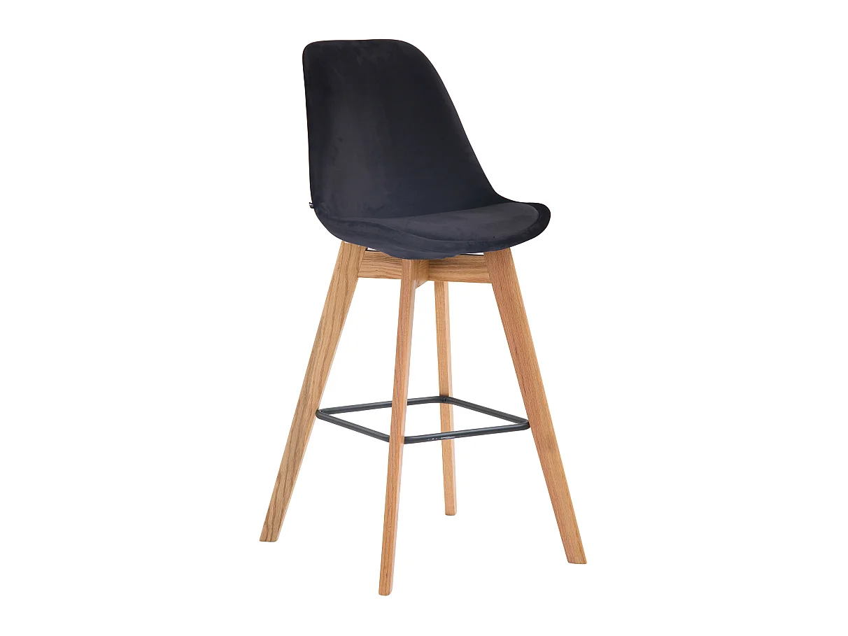 Tabouret de bar - Velours & Bois - Noir - Metz