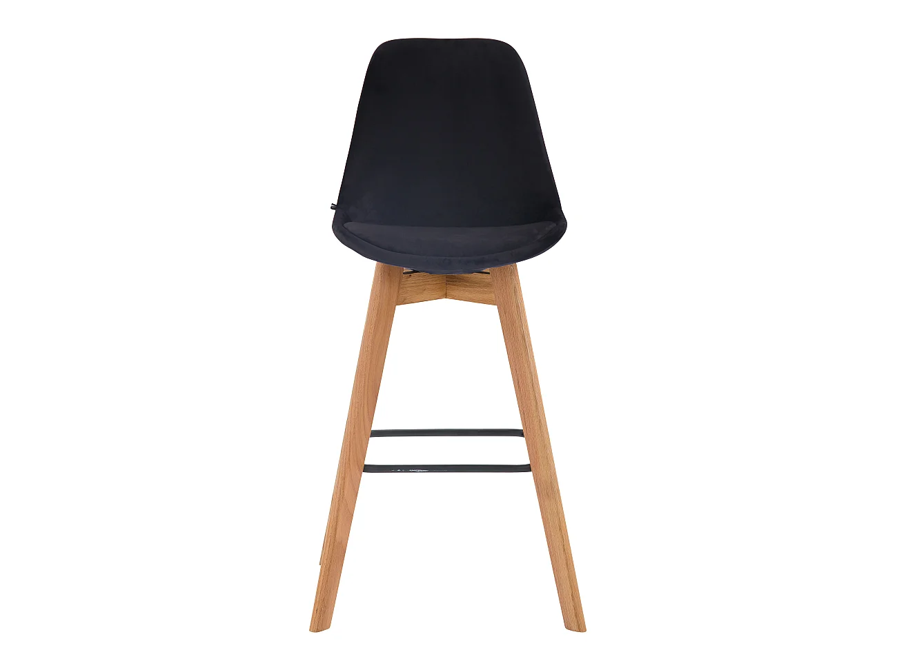 Tabouret de bar - Velours & Bois - Noir - Metz