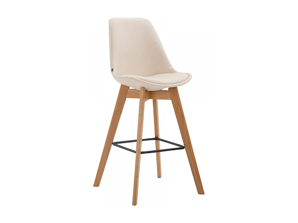 Tabouret de bar - Similicuir & Bois - Crème - Metz