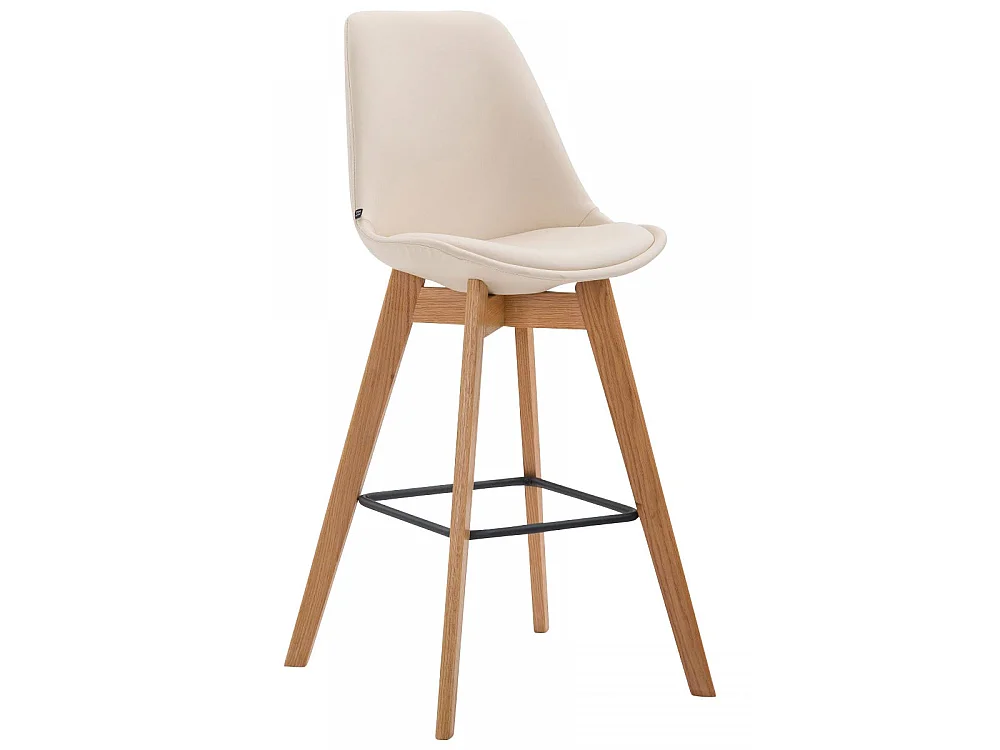 Tabouret de bar - Similicuir & Bois - Crème - Metz