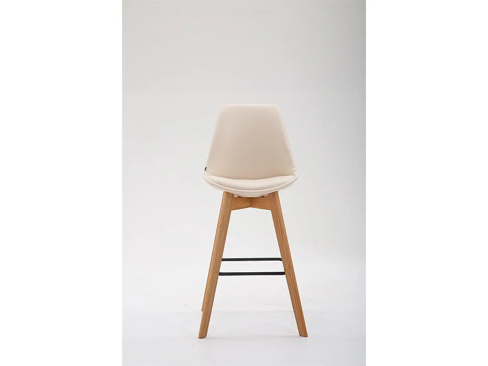 Tabouret de bar - Similicuir & Bois - Crème - Metz