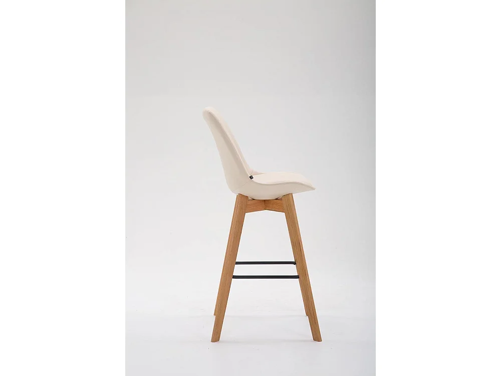 Tabouret de bar - Similicuir & Bois - Crème - Metz