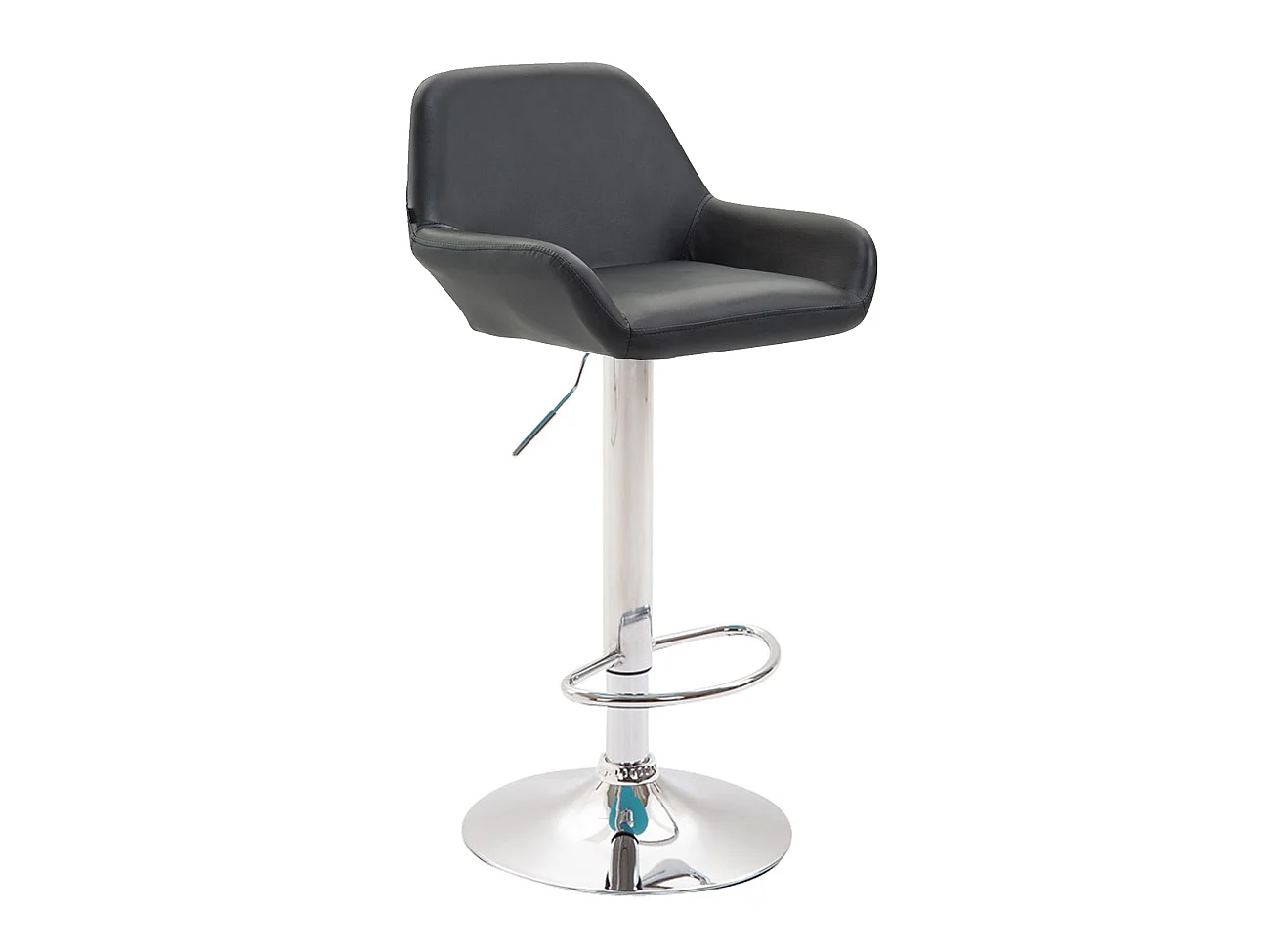 Tabouret de bar - Similicuir & Chrome - Noir - Braga