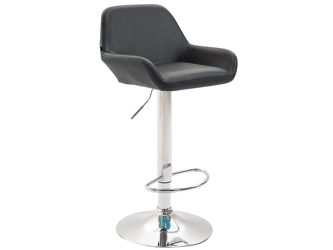Tabouret de bar - Similicuir & Chrome - Noir - Braga