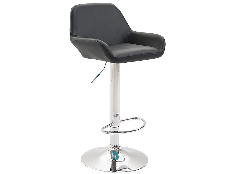 Tabouret de bar - Similicuir & Chrome - Noir - Braga