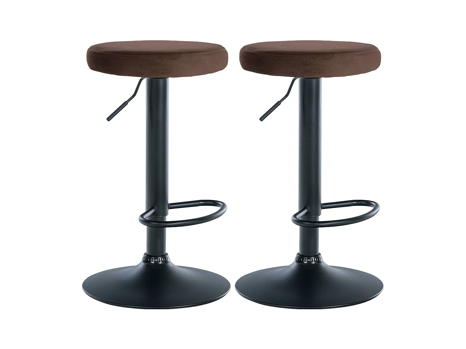 Lot de 2  Tabouret de bar - Velours & Métal noir mat - Marron - Ponte