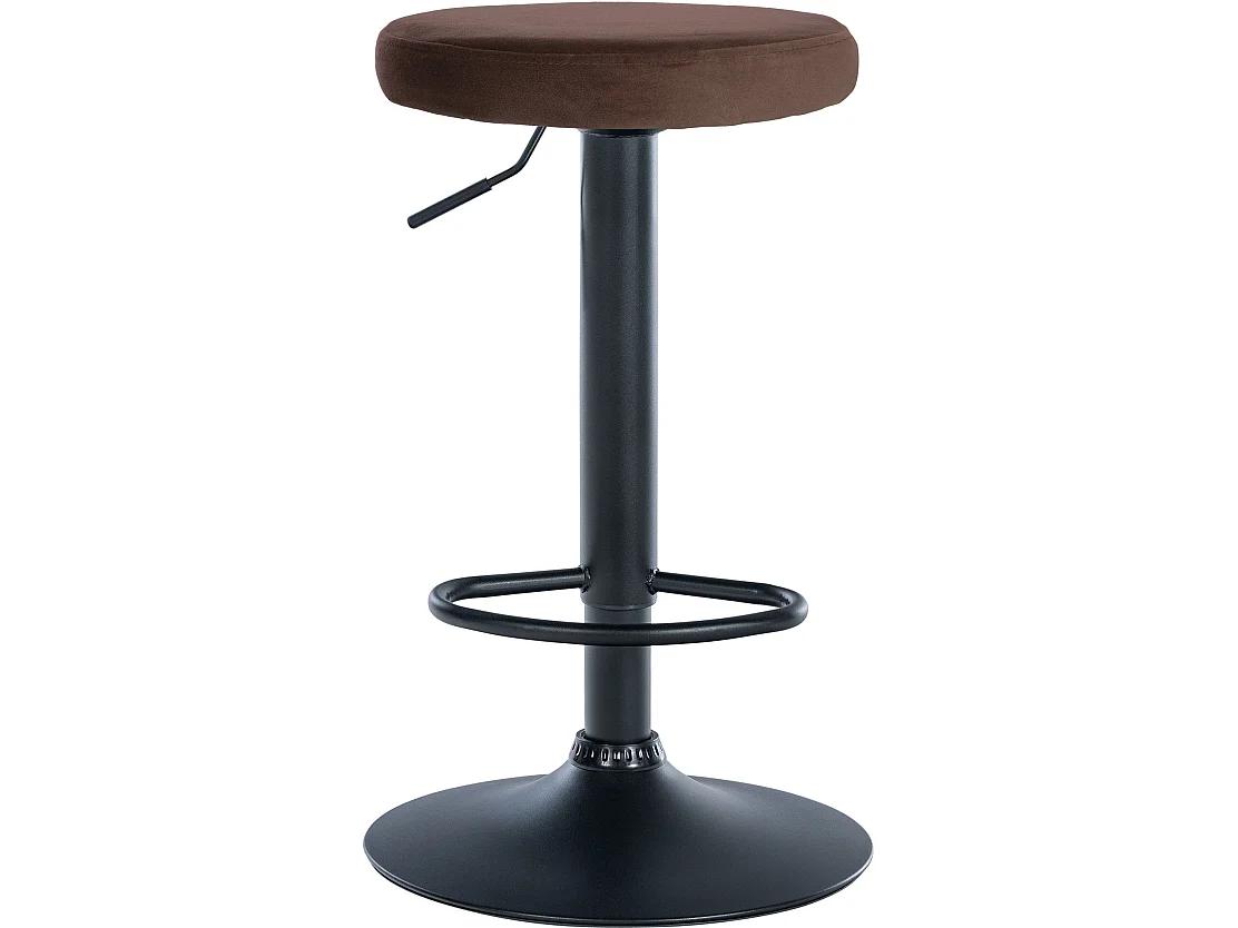 Lot de 2  Tabouret de bar - Velours & Métal noir mat - Marron - Ponte