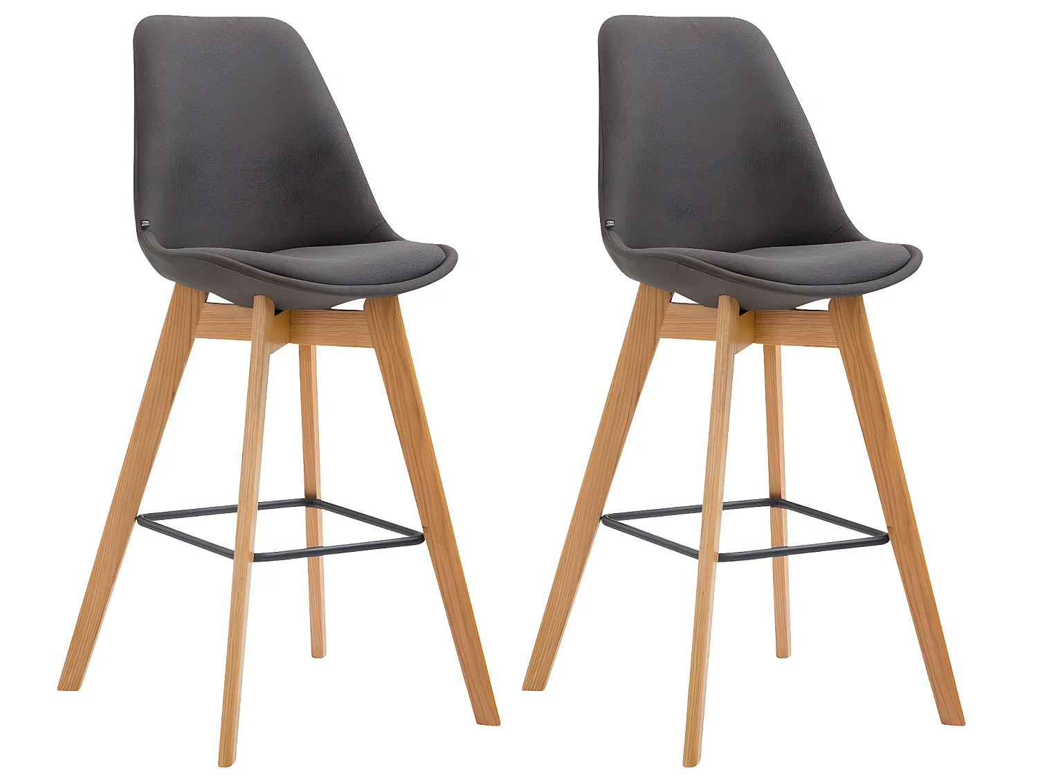 Lot de 2  Tabouret de bar - Tissu & Bois - Gris foncé - Metz