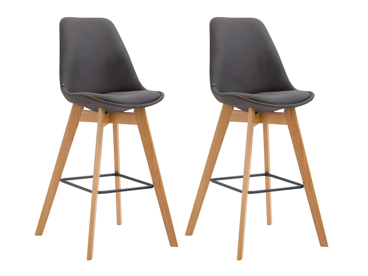 Lot de 2  Tabouret de bar - Tissu & Bois - Gris foncé - Metz
