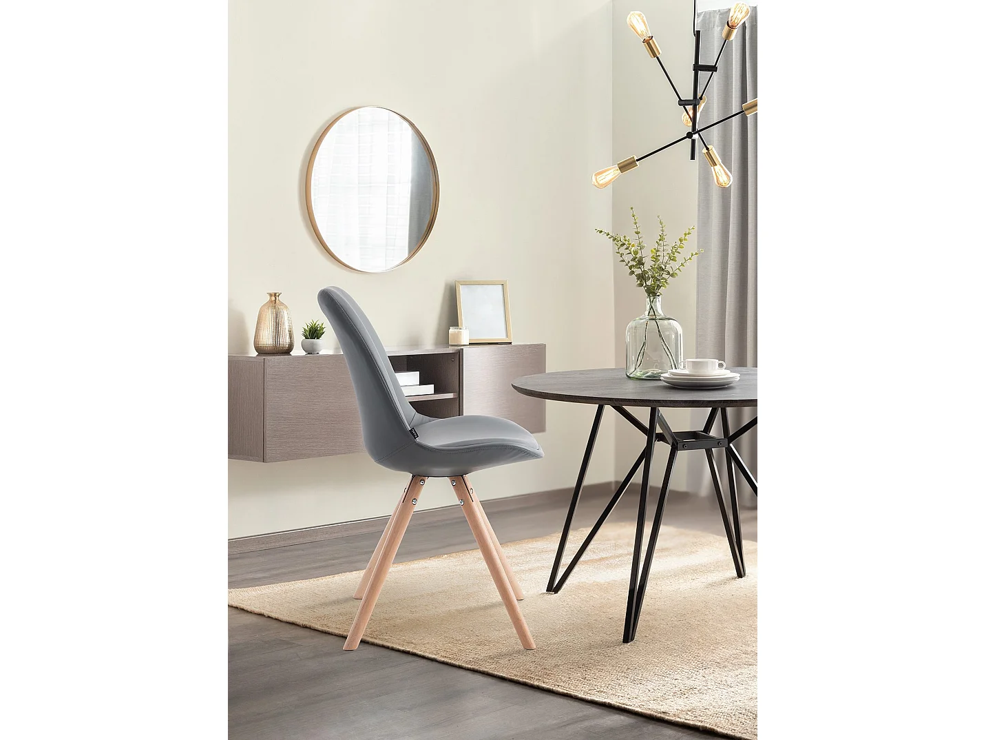 chaise salle à manger - Similicuir & Nature - Gris - Laval