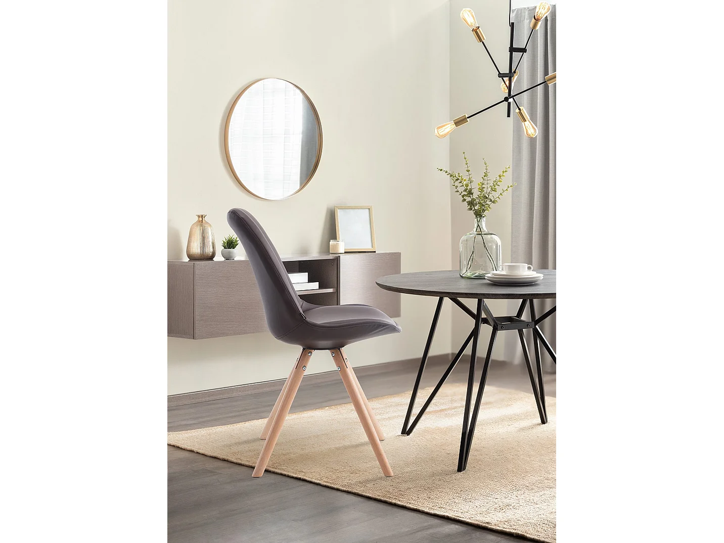 Eetkamerstoelen - Kunstleer & natura - bruin - Laval