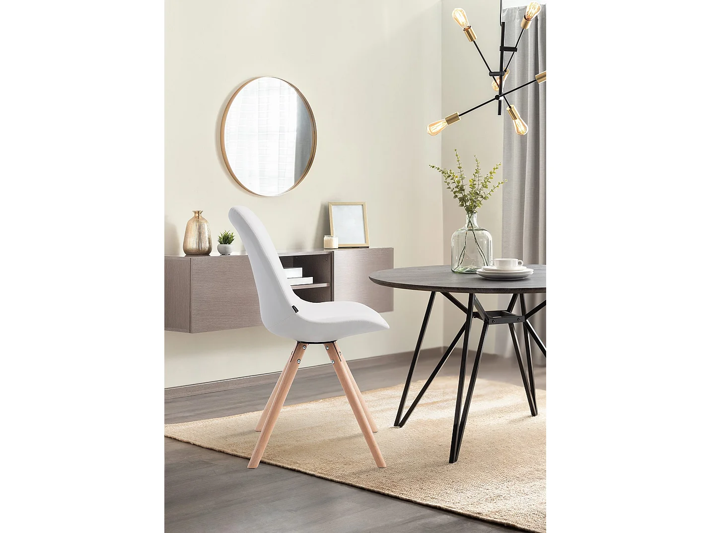 Eetkamerstoelen - Kunstleer & natura - wit - Laval