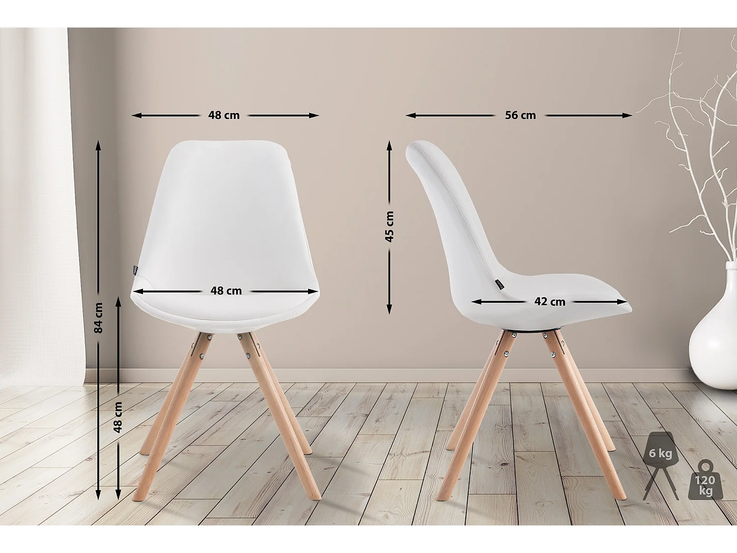 chaise salle à manger - Similicuir & Nature - Blanc - Laval