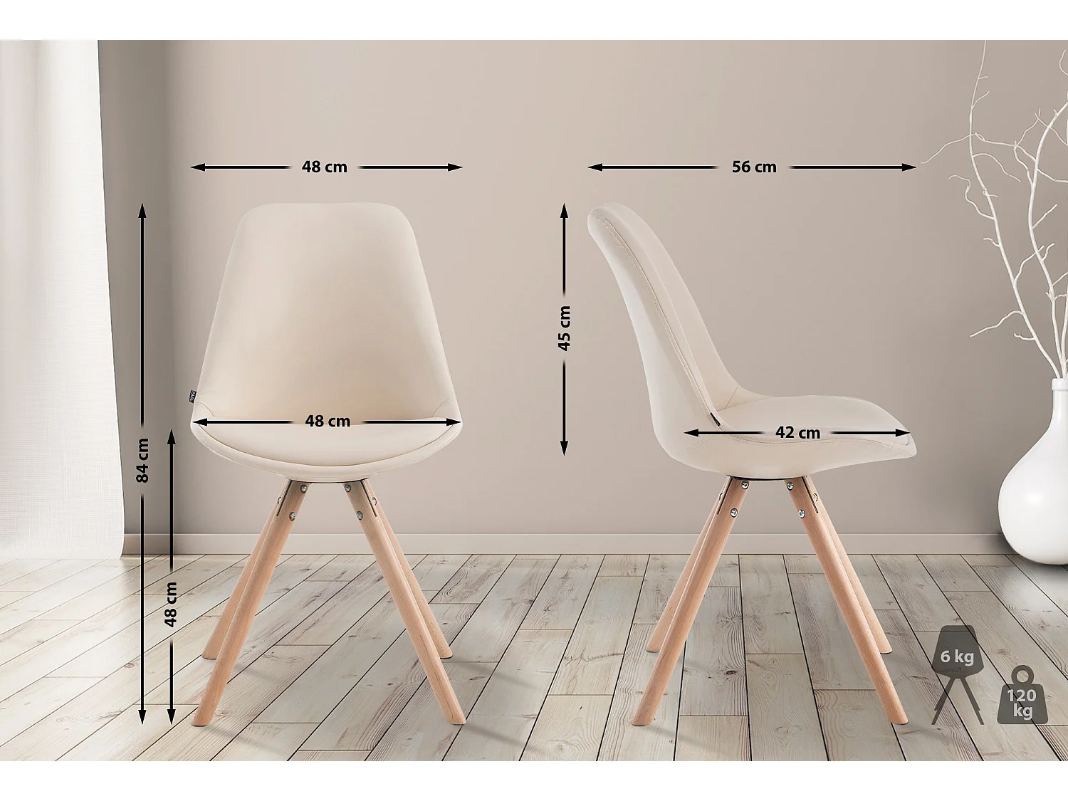 Eetkamerstoelen - Kunstleer & natura - creme - Laval