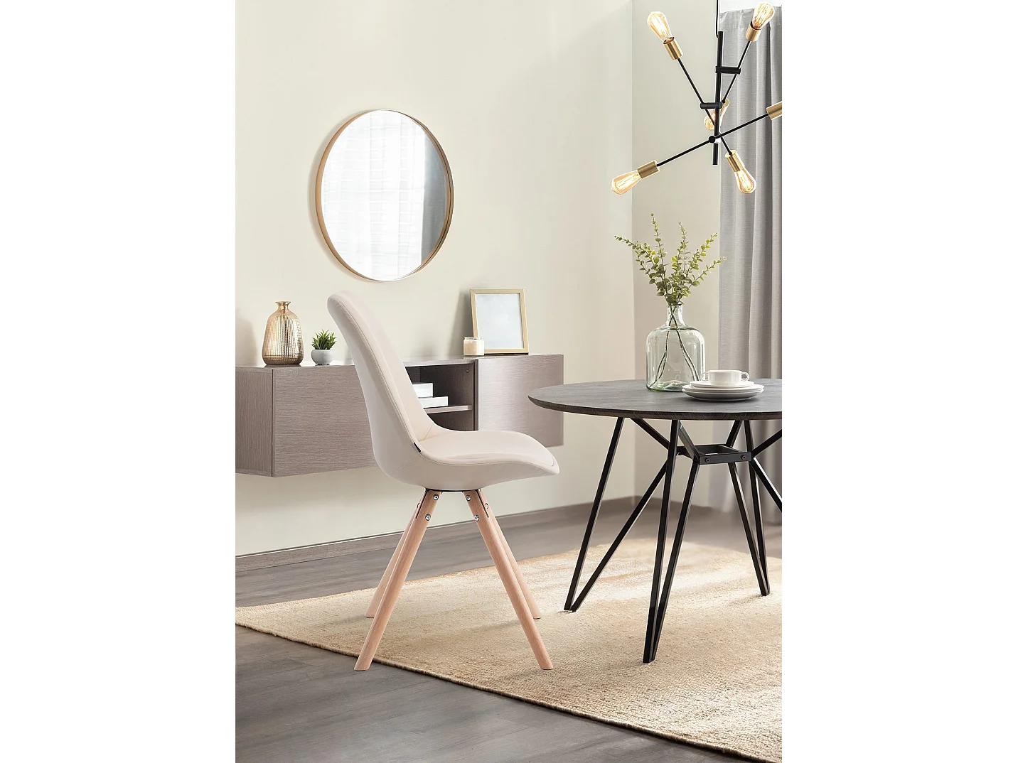 Eetkamerstoelen - Kunstleer & natura - creme - Laval