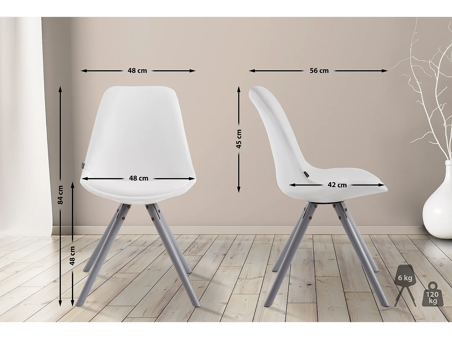 chaise salle à manger - Similicuir & Gris - Blanc - Laval