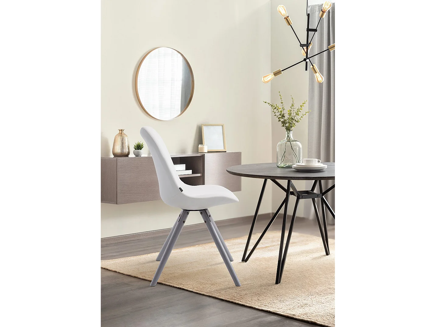 chaise salle à manger - Similicuir & Gris - Blanc - Laval