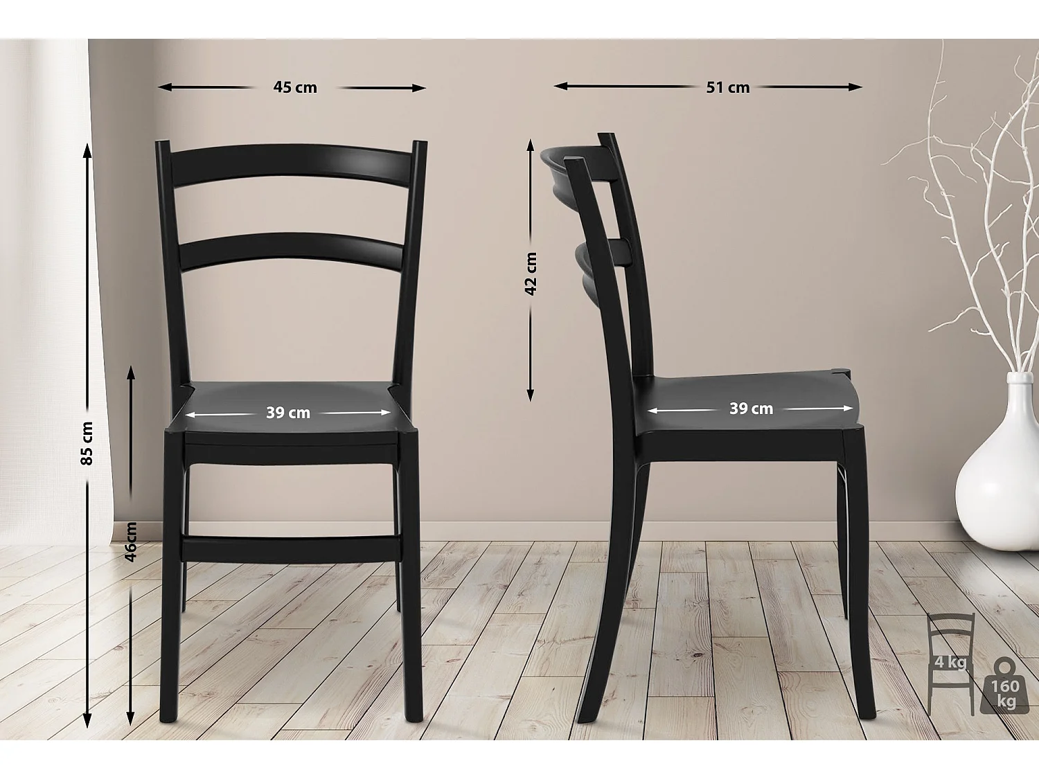 Chaises de jardin - Plastique & Plastique - Noir - Tiffany