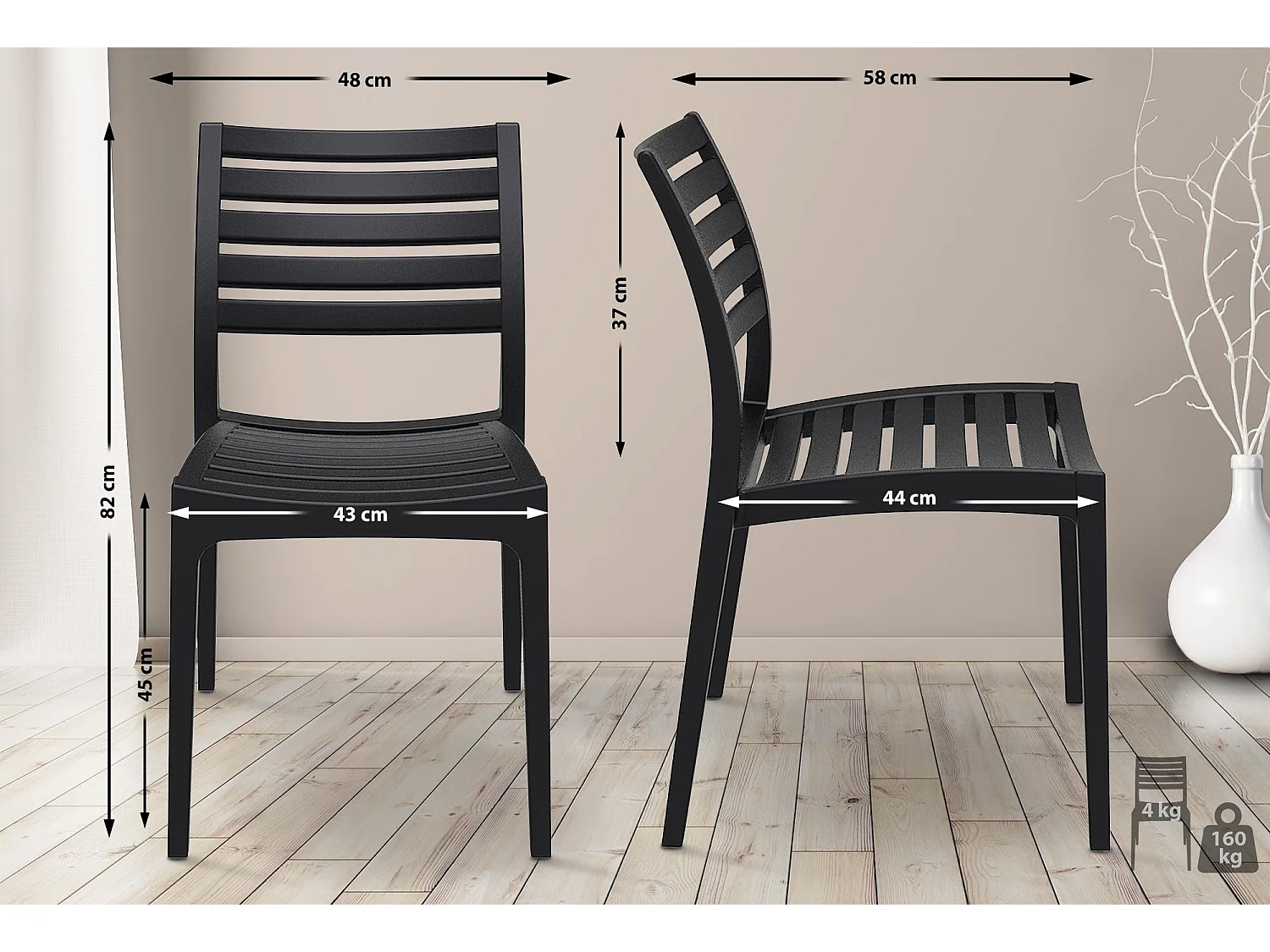 Chaises de jardin - Plastique & Plastique - Noir - Ares