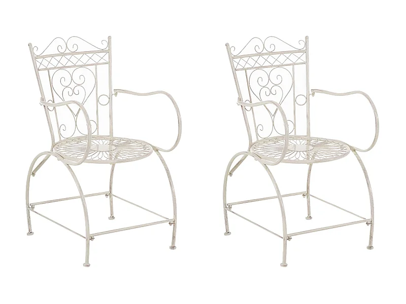 Set di 2  Sedia da giardino - Metallo & Metallo - crema antica - Sheela