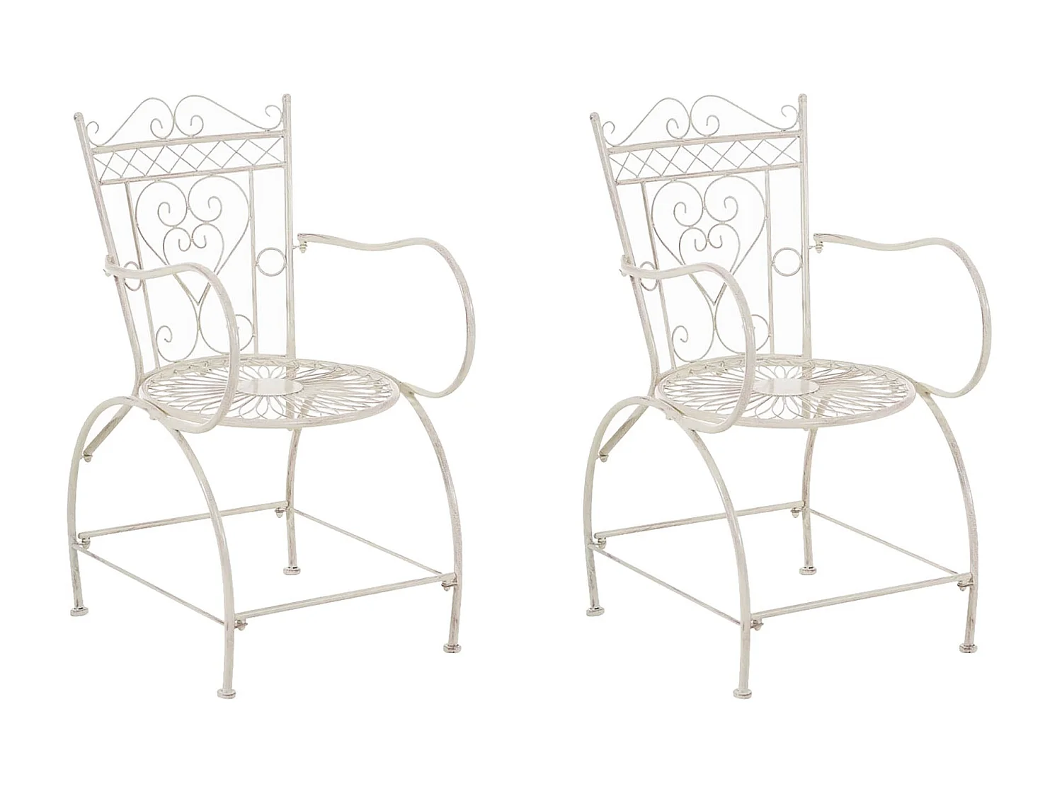 Set di 2  Sedia da giardino - Metallo & Metallo - crema antica - Sheela