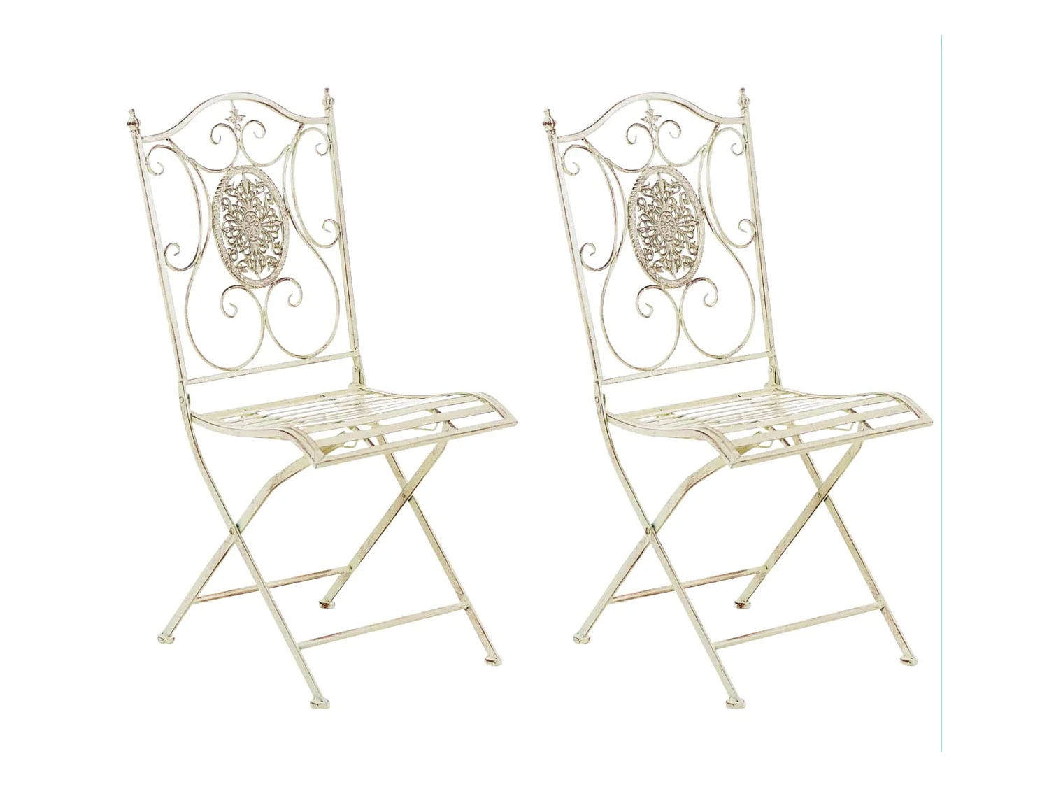 Set van 2  Tuinstoel - Metaal - antiek/creme - Sibell