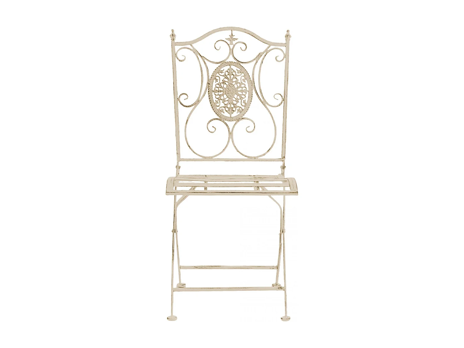 Lot de 2  Chaises de jardin - Métal - Crème antique - Sibell