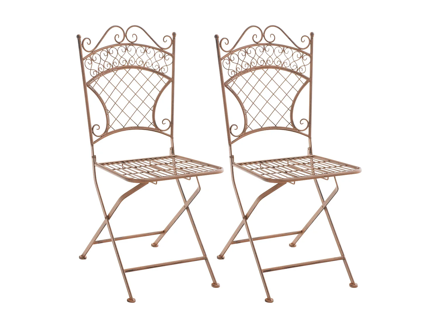 Lot de 2  Chaises de jardin - Métal - Marron antique - Adelar