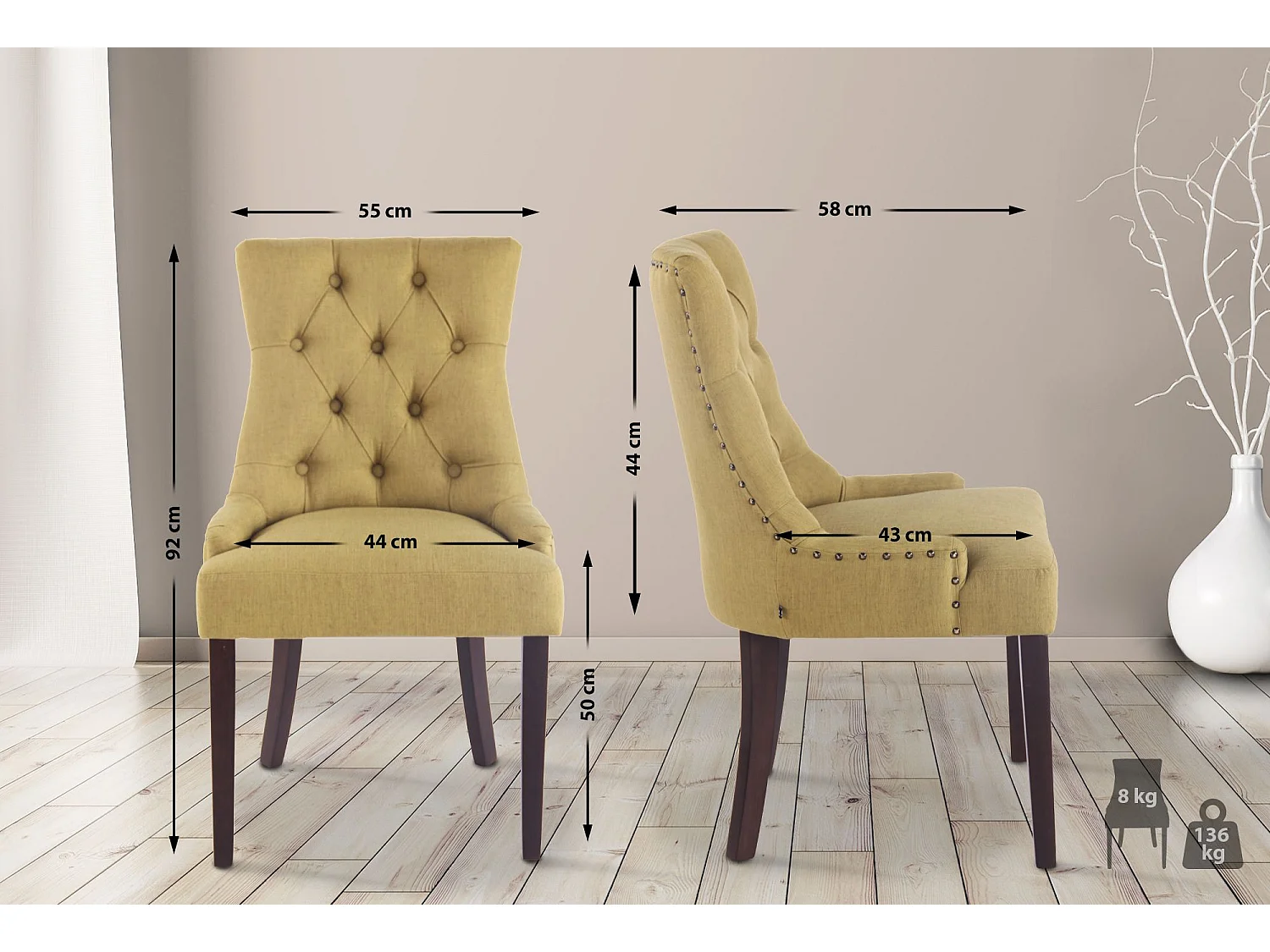 Eetkamerstoelen - Stof & antiek - groen - Aberdeen