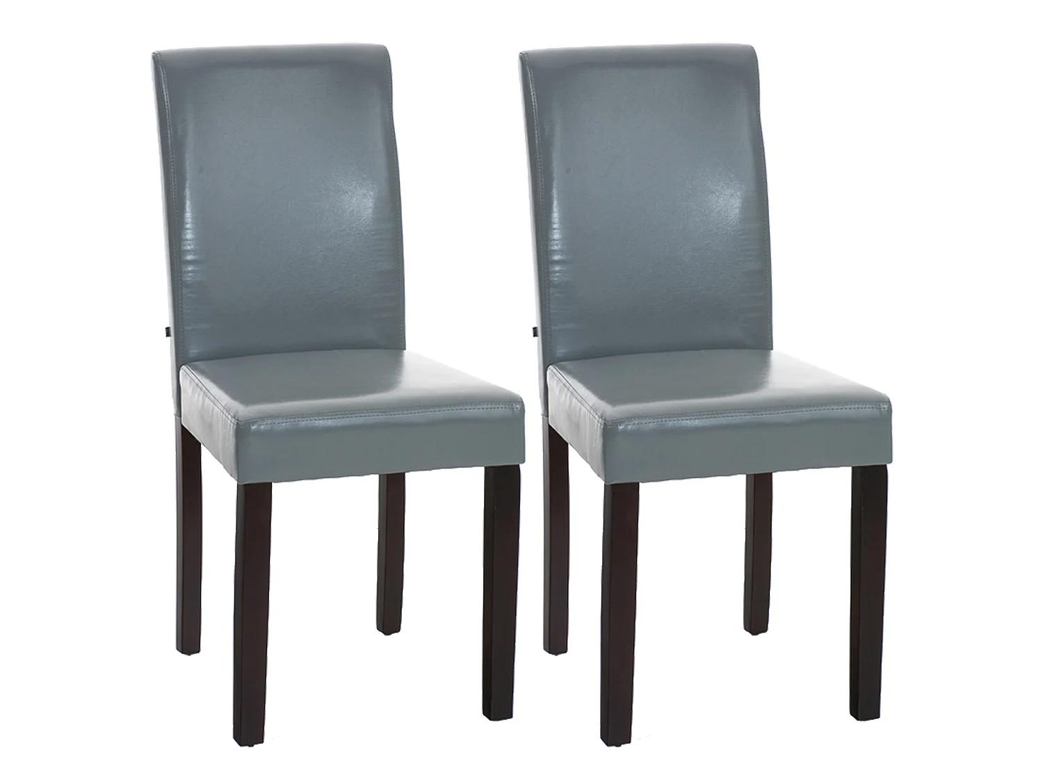 Lot de 2  chaise salle à manger - Similicuir & Marron foncé - Gris - Ina