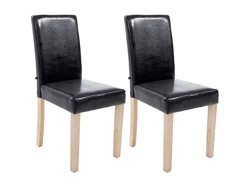 Set van 2  Eetkamerstoelen - Kunstleer & natura - zwart - Ina