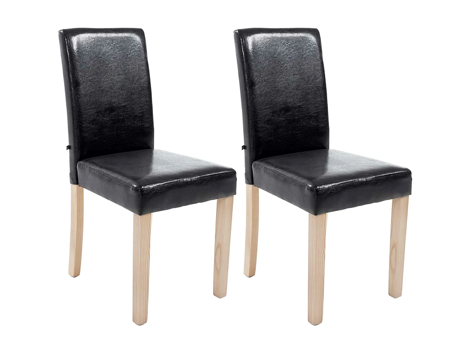 Lot de 2  chaise salle à manger - Similicuir & Nature - Noir - Ina