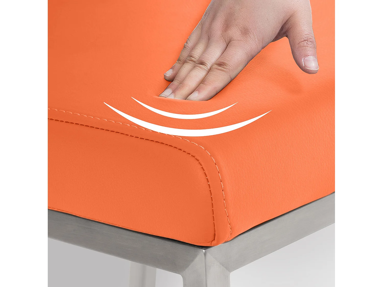 chaise salle à manger - Similicuir & Acier inoxydable - Orange - Colmar
