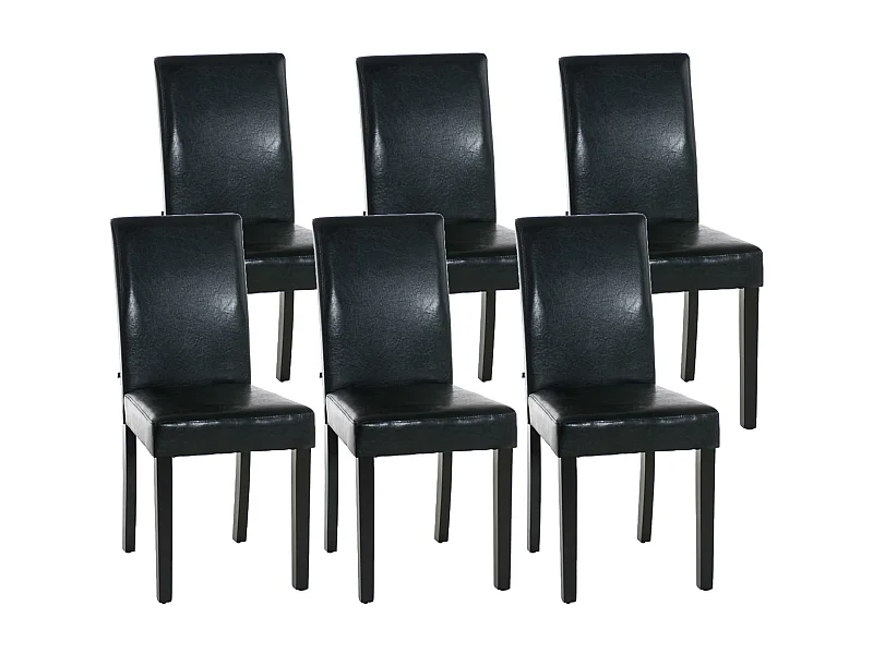 Lot de 6  chaise salle à manger - Similicuir & Noir - Noir - Ina