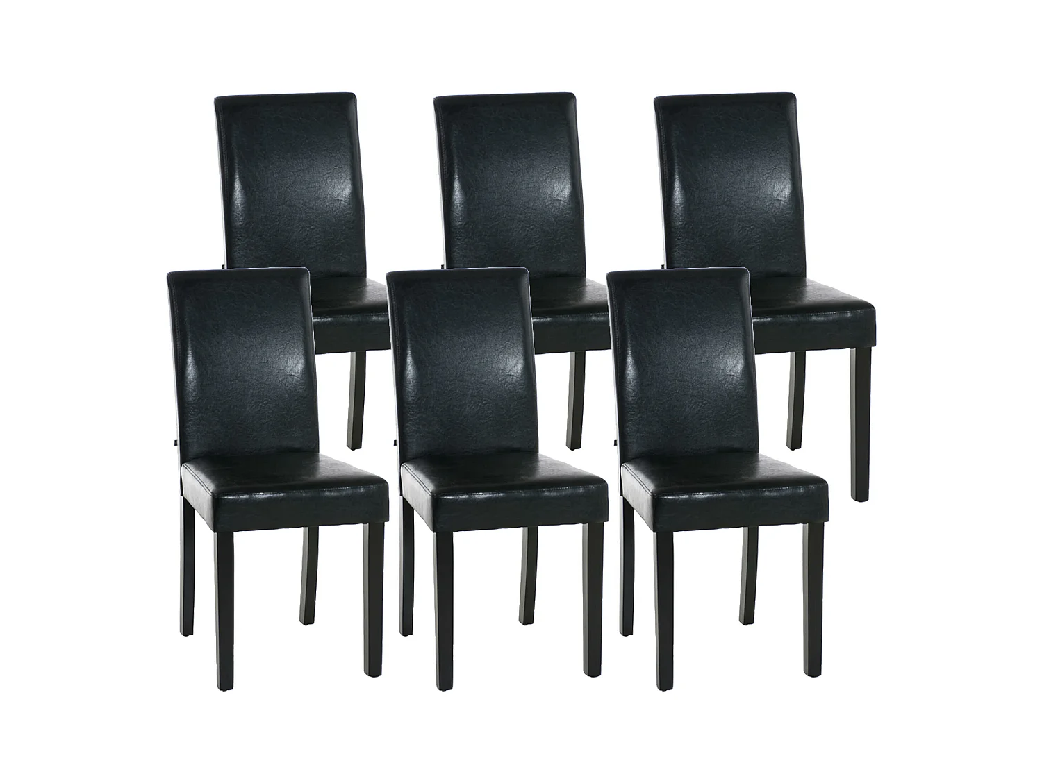 Lot de 6  chaise salle à manger - Similicuir & Noir - Noir - Ina