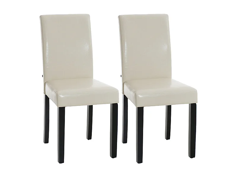 Lot de 2  chaise salle à manger - Similicuir & Noir - Crème - Ina
