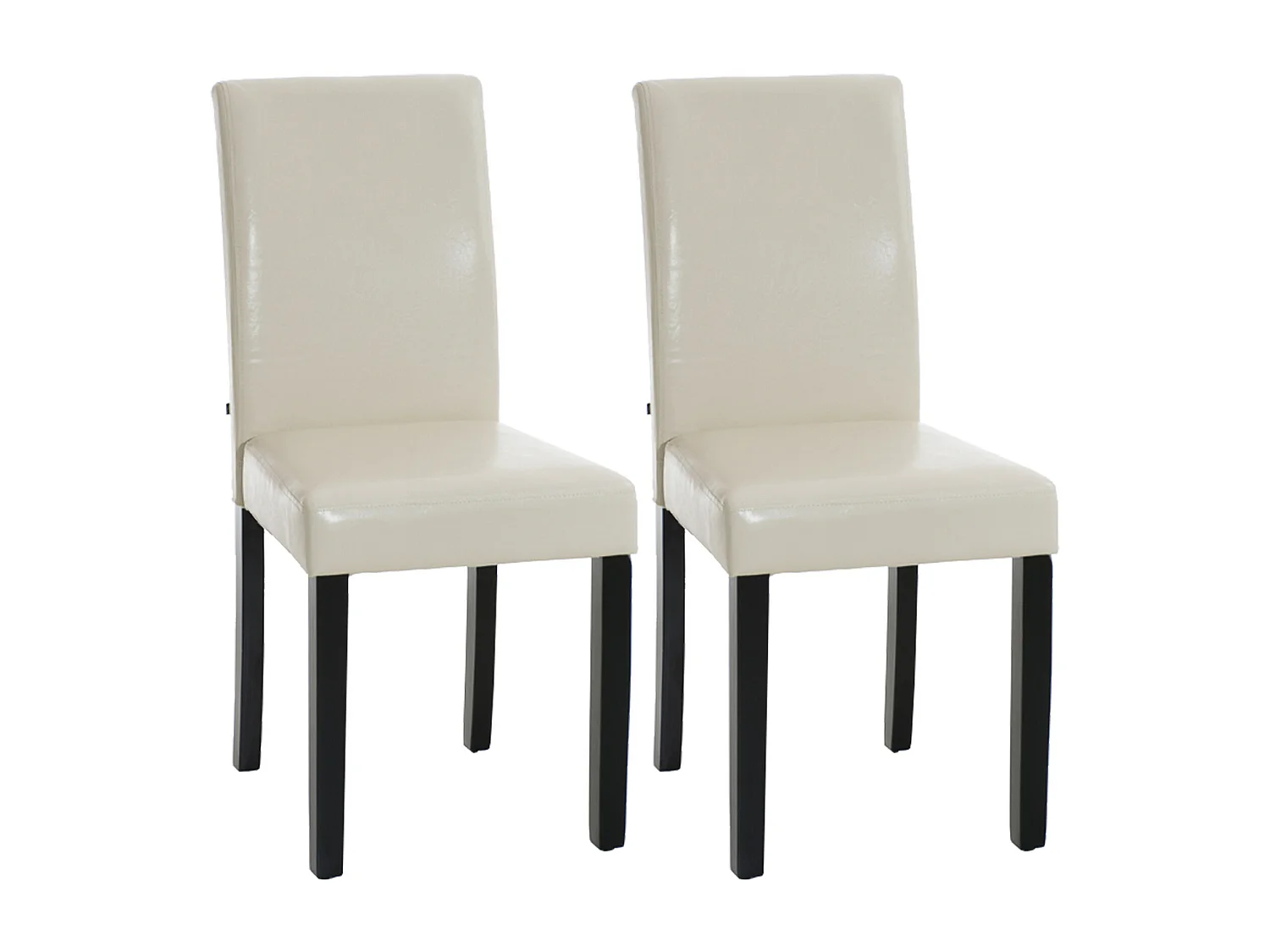 Lot de 2  chaise salle à manger - Similicuir & Noir - Crème - Ina