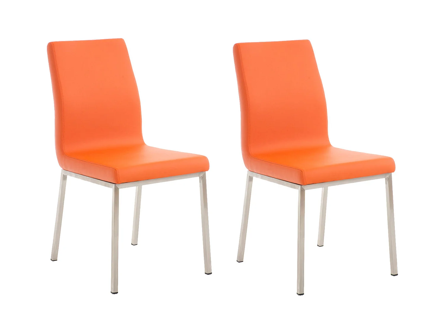 Lot de 2  chaise salle à manger - Similicuir - Orange - Colmar