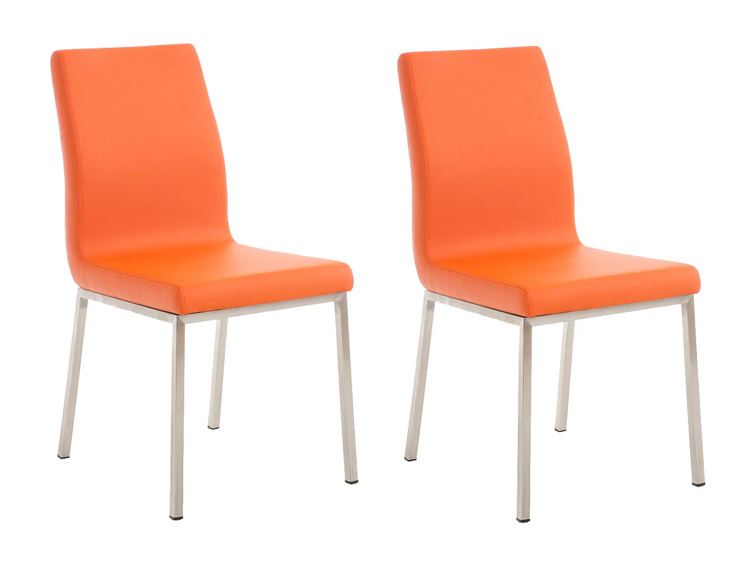 Lot de 2  chaise salle à manger - Similicuir - Orange - Colmar