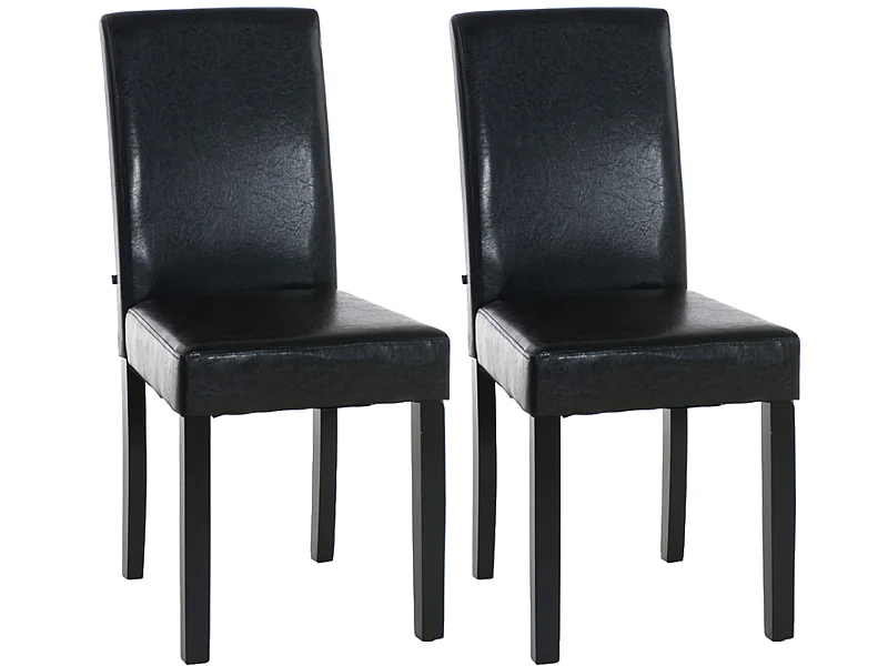 2er Set Esszimmerstuhl - Kunstleder & schwarz - braun - Ina