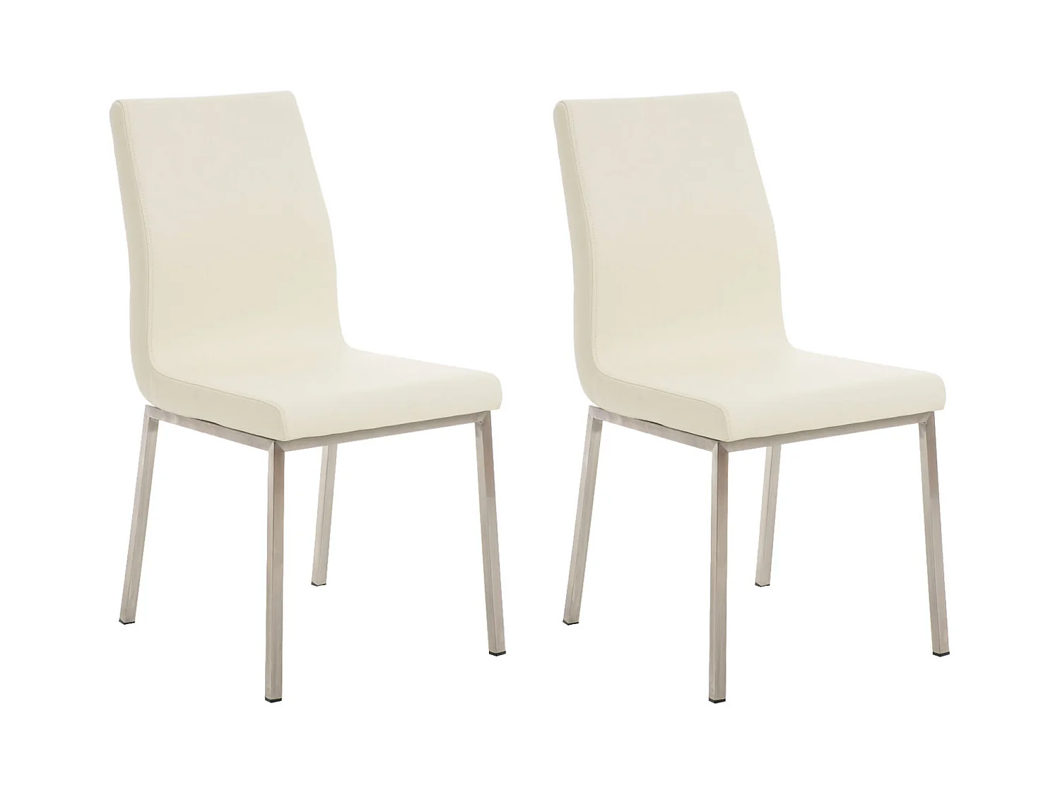Lot de 2  chaise salle à manger - Similicuir - Crème - Colmar