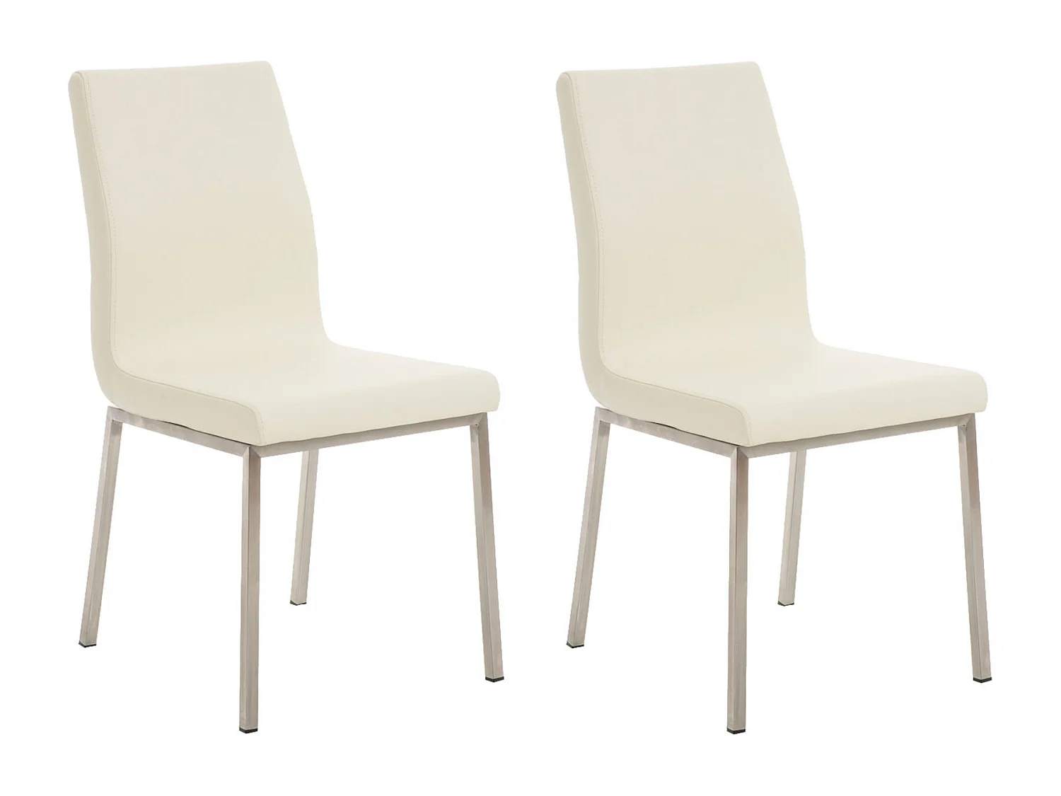 Lot de 2  chaise salle à manger - Similicuir - Crème - Colmar