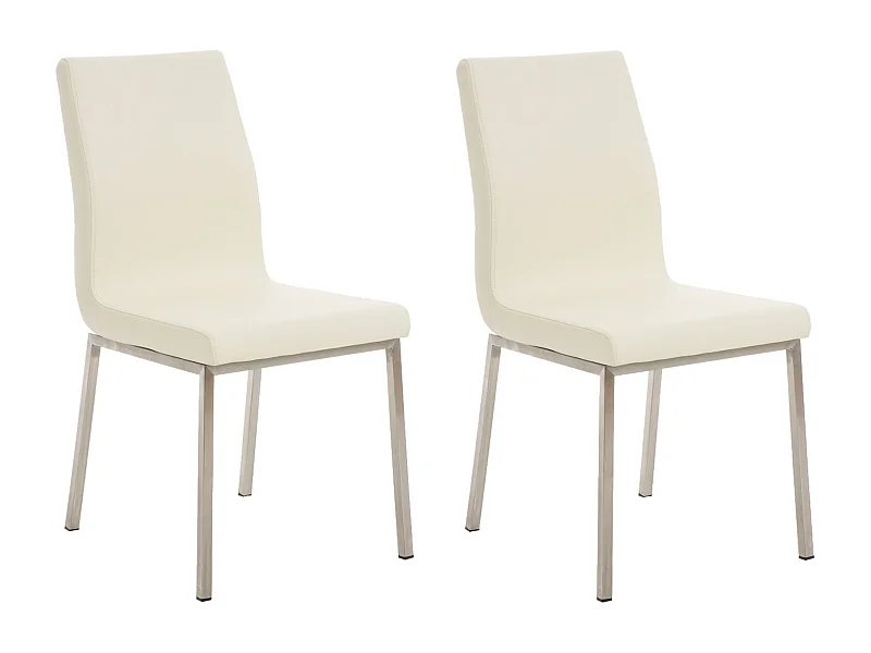 Lot de 2  chaise salle à manger - Similicuir - Crème - Colmar