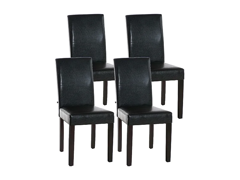 4er Set Esszimmerstuhl - Kunstleder & dunkelbraun - braun - Ina