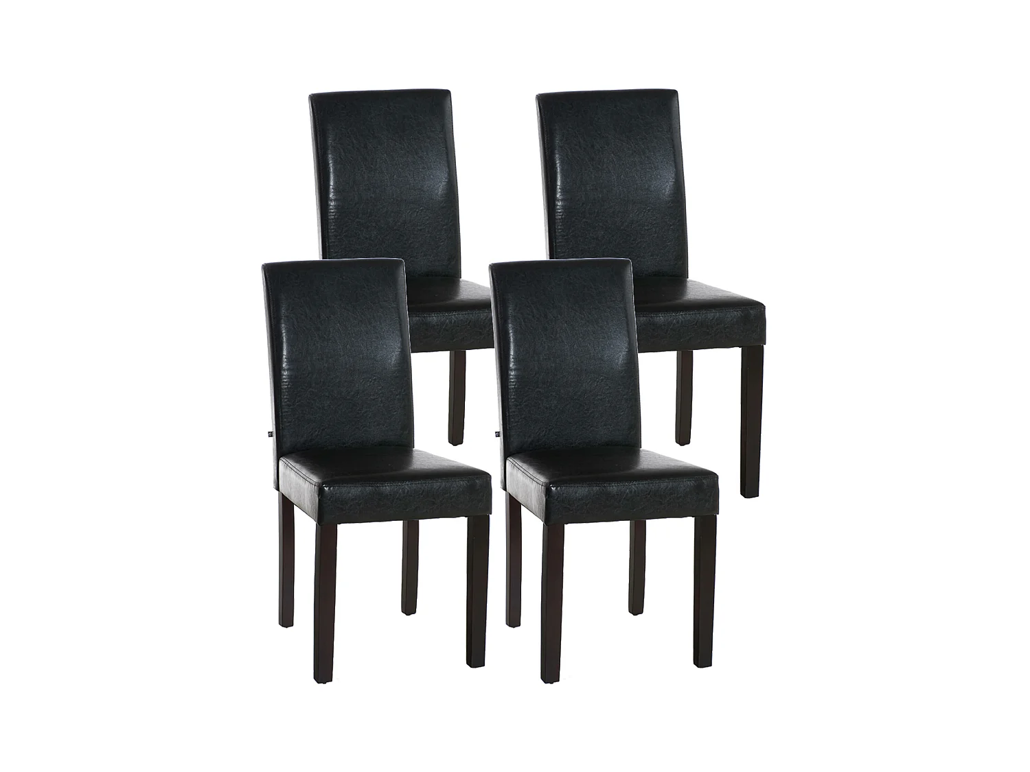 Lot de 4  chaise salle à manger - Similicuir & Marron foncé - Marron - Ina